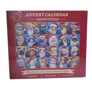 Christmas Cats Mosaic Stained Glass Advent Calendar Jigsaw Puzzle 1000 Pieces